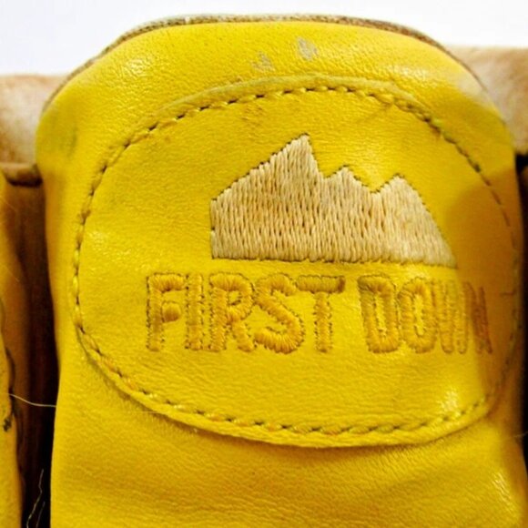 Men\'s First Down Yellow Leather Ankle High Boots Size 10.5 main image 4